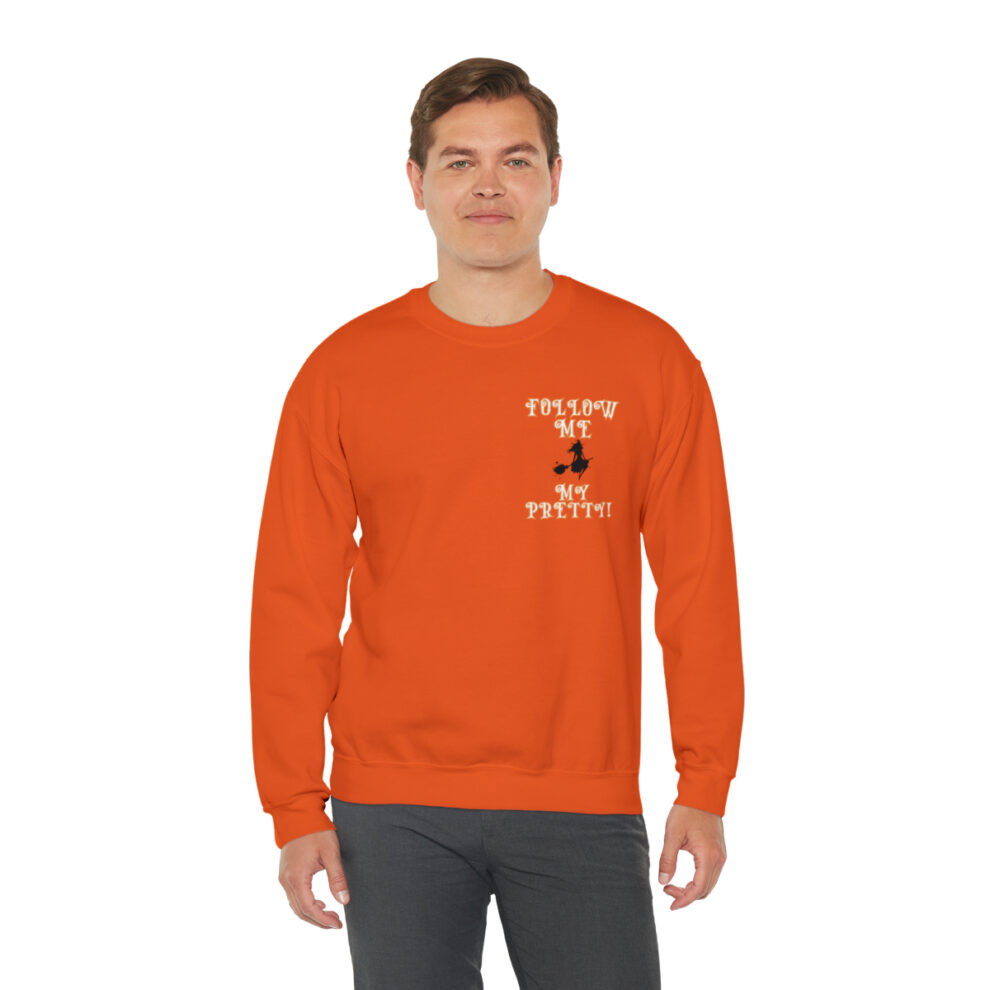 A man wearing an orange sweatshirt with the words " explore my passion ".