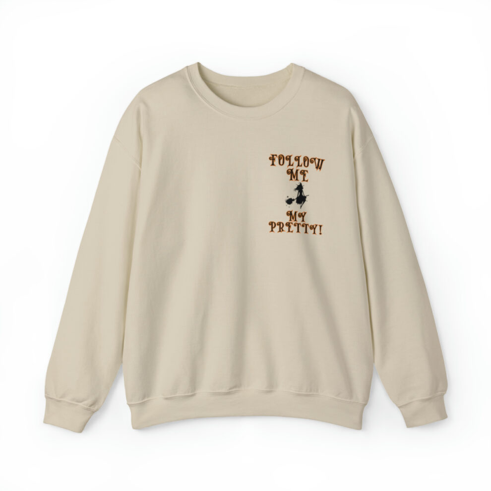 A beige sweatshirt with an image of a person on it.