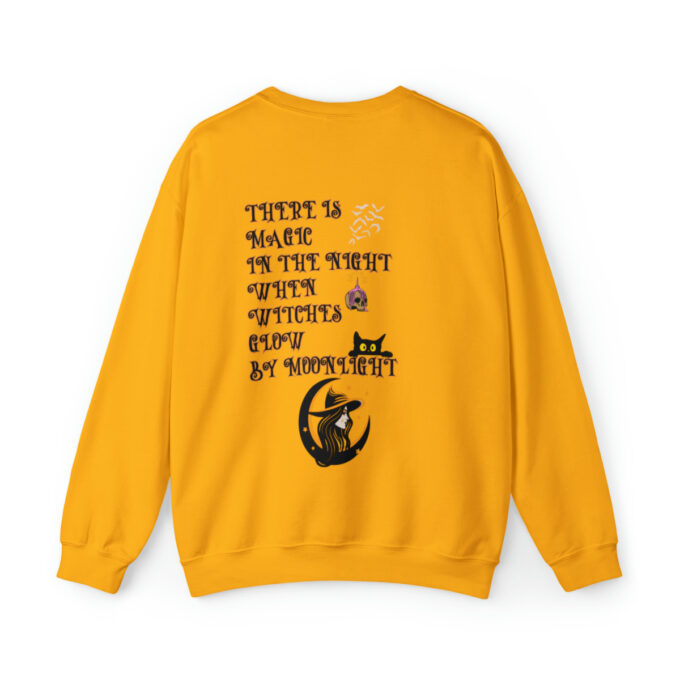 A yellow sweatshirt with a design on it.