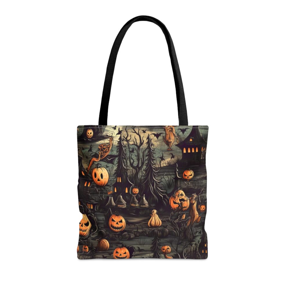 A painting of pumpkins and other halloween decorations.