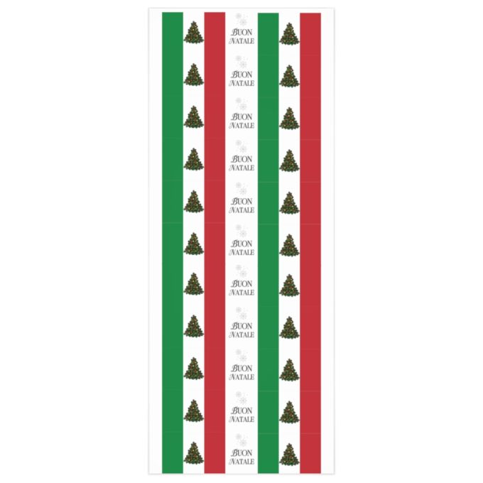 A red, white and green strip with christmas trees.