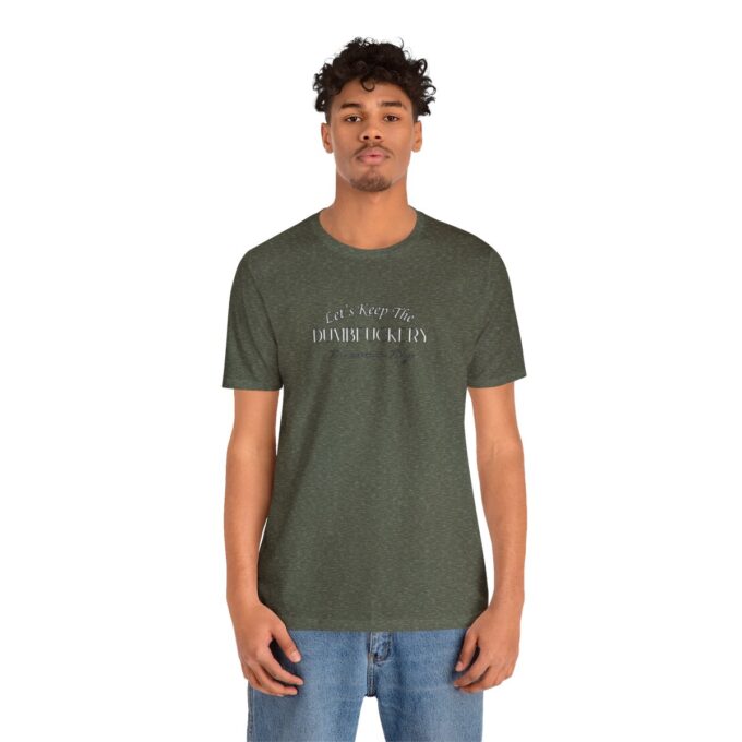 A man wearing a t-shirt with the words " church of jesus christ."