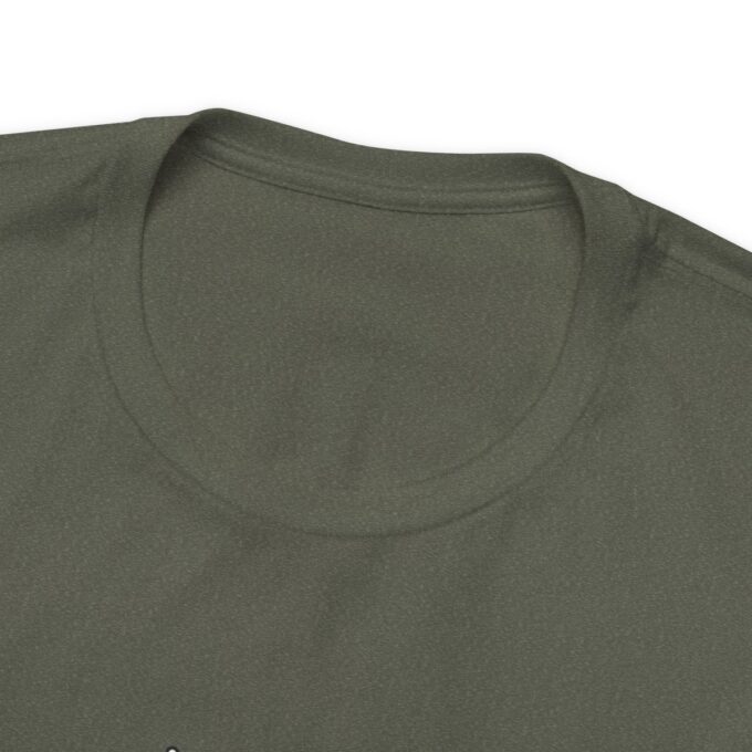 A close up of the neck and sleeve of a t-shirt