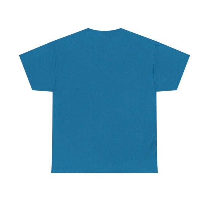 A blue t-shirt with the back of it.
