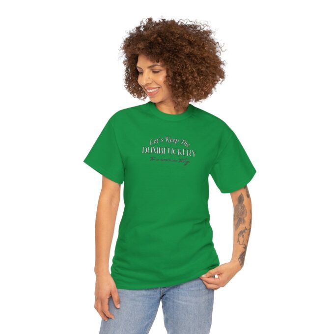 A woman with curly hair wearing a green shirt.