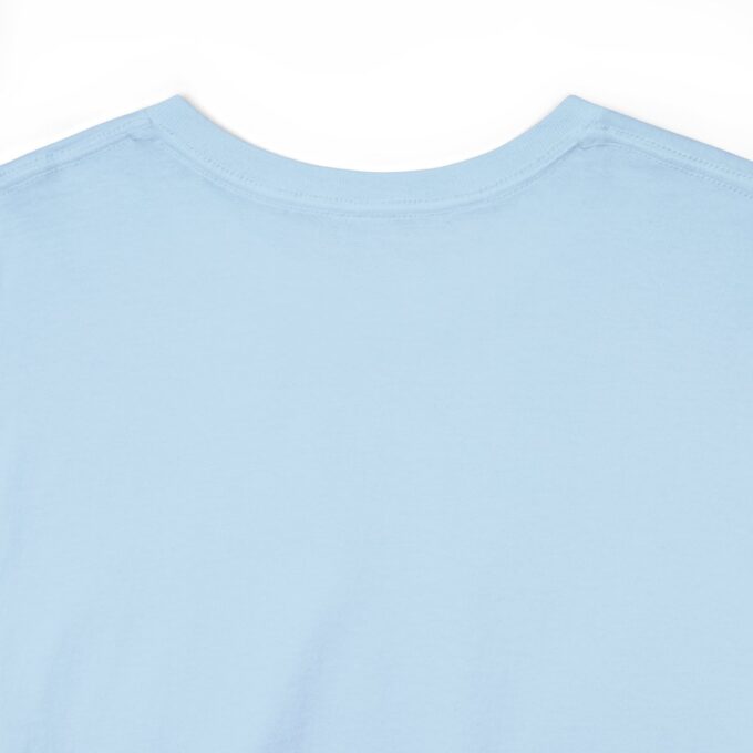 A light blue shirt with a white logo on the chest.