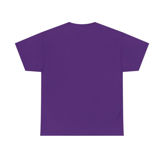 A purple t-shirt with the back of it.