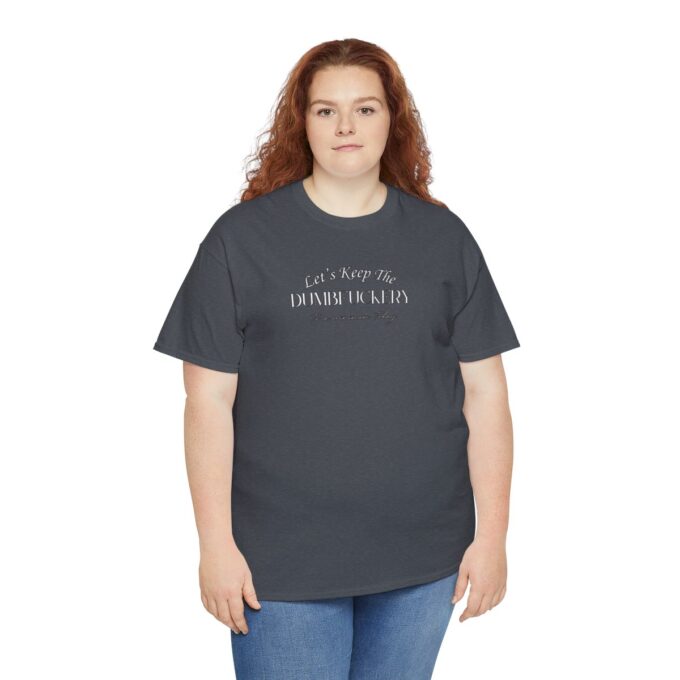 A woman wearing jeans and a t-shirt.