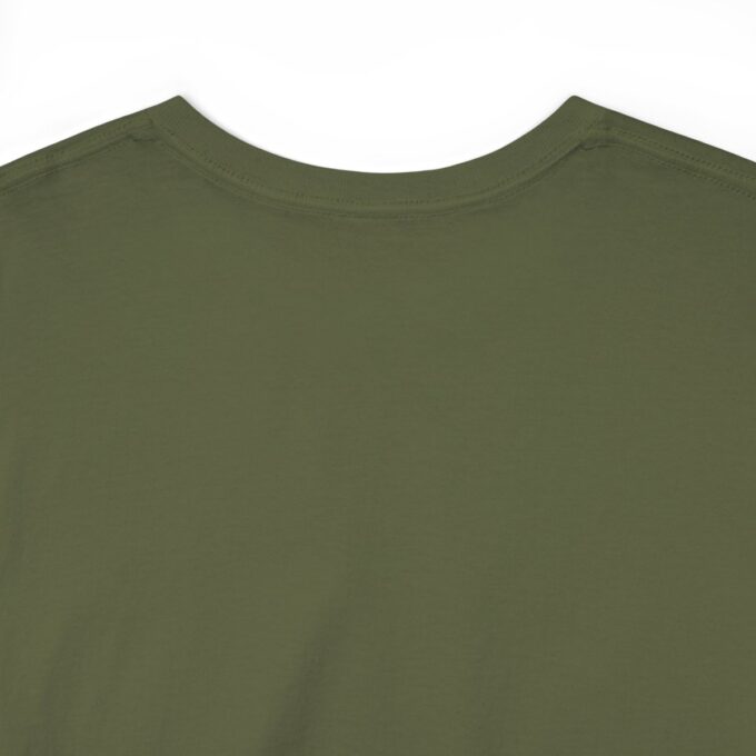 A close up of the back of a green shirt