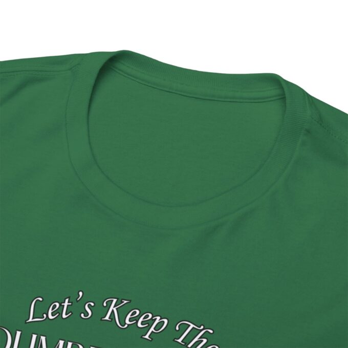 A close up of the lettering on a green shirt