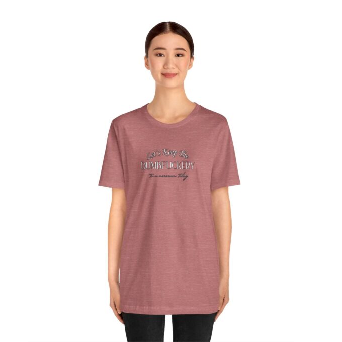 A woman wearing a t-shirt with the words " it's friday."